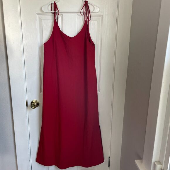 Hidden Forest Market Red Tie Slip Maxi Dress Korean/Seoul Fashion size M - Picture 3 of 8
